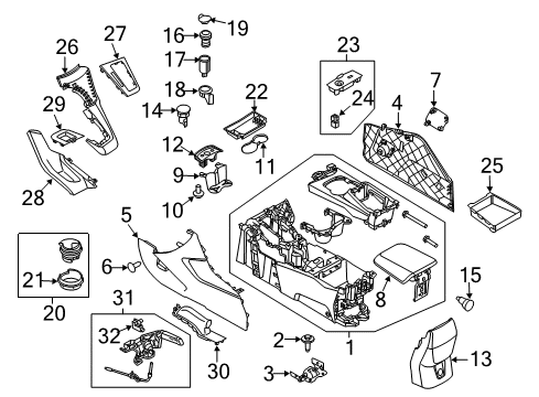 2013 Ford Focus Parking Brake Center Console Bracket Diagram for CV6Z-58045B32-A