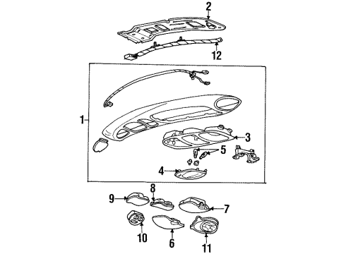 2000 Ford Windstar Overhead Console Mirror Assembly Diagram for F78Z-17D744-AAE