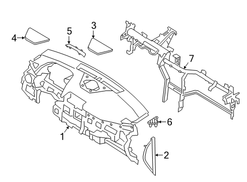 2022 Hyundai Kona Cluster & Switches, Instrument Panel CRASH PAD ASSY-MAIN Diagram for 84710-J9AA0-TRY