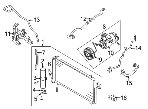 2005 Infiniti G35 A/C Condenser, Compressor & Lines Bracket-Liquid Tank Diagram for 92135-AL500