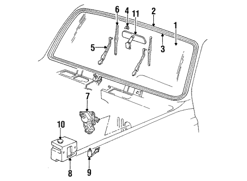 1986 Chevrolet C20 Windshield Glass, Wiper & Washer Components, Reveal Moldings Washer Reservoir Diagram for 22049297