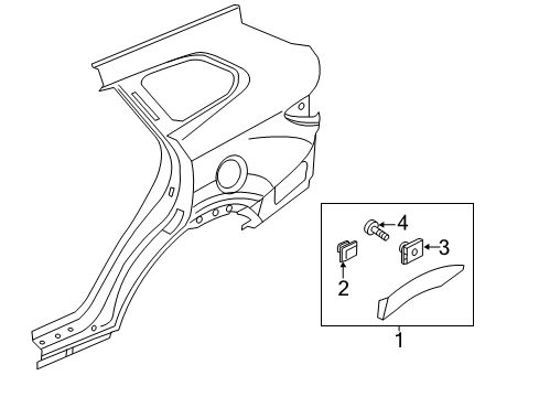 2019 Hyundai Santa Fe Exterior Trim - Quarter Panel Garnish Assembly-Quarter Side, RH Diagram for 87742-B8000-CA