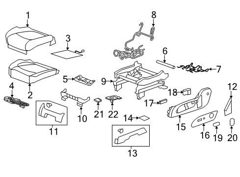 2016 Chevrolet Traverse Front Seat Components Cushion Cover Diagram for 84077412