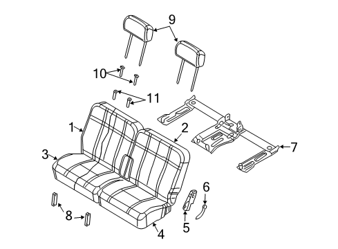 2005 Dodge Durango Rear Seat Components Rear Seat Cushion Right Diagram for ZV081J3AA