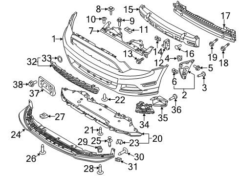 2014 Ford Mustang Front Bumper License Bracket Diagram for DR3Z-17A385-AA