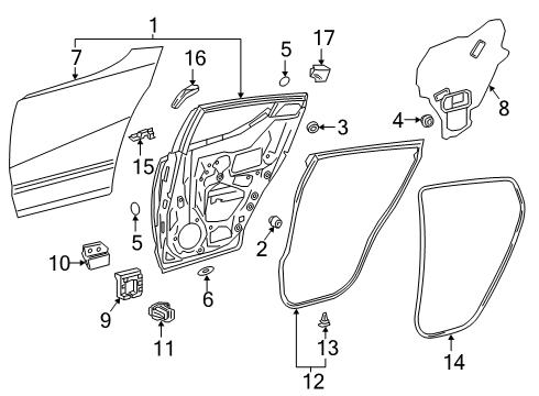 2020 Toyota C-HR Rear Door Panel Reinforcement Diagram for 67058-10010