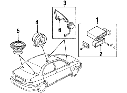 2000 Kia Sephia Sound System GARNISH-INSAIL, LH Diagram for 0K2A169175A