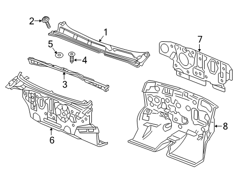 2017 Chevrolet Spark Cowl Insulator Diagram for 95182464