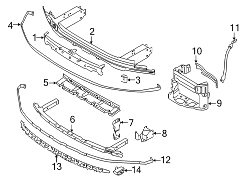 2016 BMW 750i Front Bumper Impact Absorber, Top Diagram for 51117358794