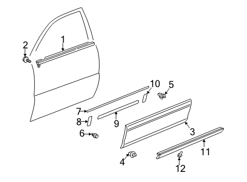 2000 Lexus RX300 Exterior Trim - Front Door MOULDING,Front Door Outside Diagram for 75732-48900-G1