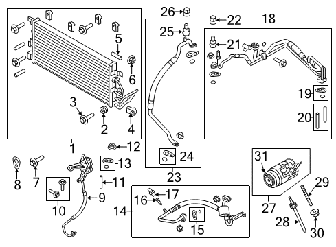 2019 Ford Explorer A/C Condenser, Compressor & Lines Clutch & Pulley Diagram for EB5Z-19D786-A