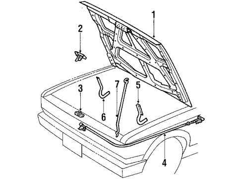 1985 Nissan 720 Hood & Components Rod Hood Support Diagram for 65771-01W00