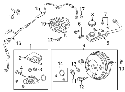 2016 Ford C-Max Dash Panel Components Master Cylinder Diagram for FV6Z-2140-A