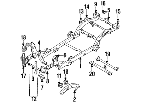 1997 Geo Tracker Frame & Components Bracket, Front Crossmember (RH) Diagram for 30012166