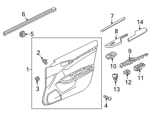 2020 Honda Civic Front Door Switch Assembly, Power Window Master Diagram for 35750-TEG-A42