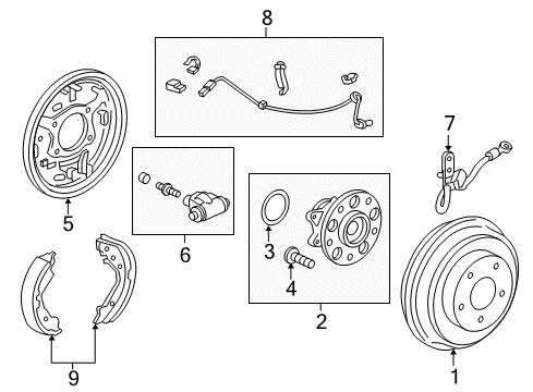 2012 Honda Civic Rear Brakes Drum, Rear Brake Diagram for 42610-TR0-A50