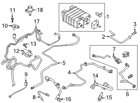 2018 Ford Fusion Emission Components Vapor Hose Diagram for HG9Z-9G297-E