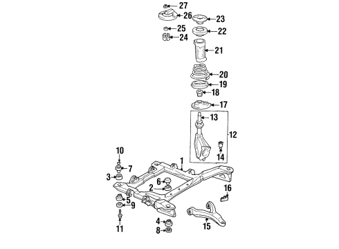 1997 Chevrolet Lumina Front Suspension Components, Lower Control Arm, Stabilizer Bar Insulator, Drivetrain & Front Suspension Frame Lower Front Diagram for 14103535