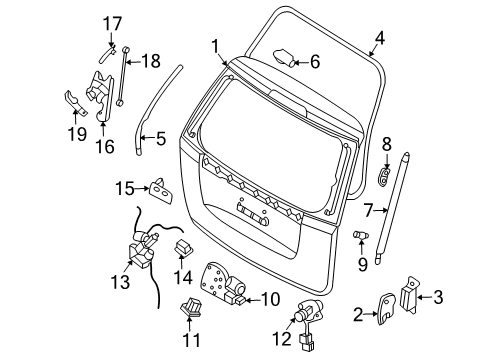 2007 Hyundai Entourage Lift Gate Lifter Assembly-Tail Gate Diagram for 817814D000