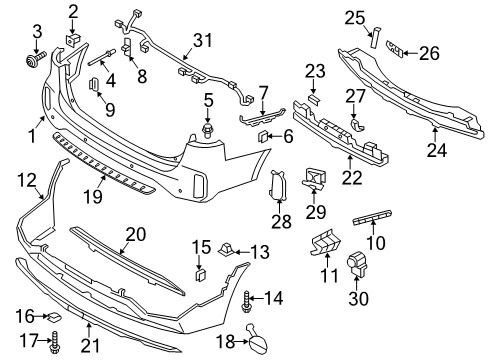 2015 Kia Sorento Rear Bumper Clip Diagram for 86593-1U200