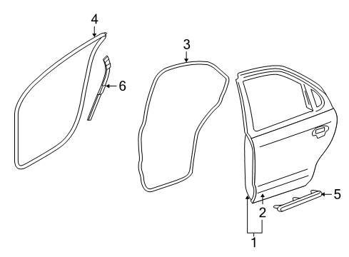 2008 Ford Taurus X Rear Door Door Weatherstrip Diagram for 5F9Z-7425324-AC