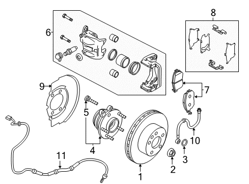 2010 Nissan Murano Front Brakes CALIPER Assembly-Front LH, W/O Pads Or SHIMS Diagram for 41011-1AA0A