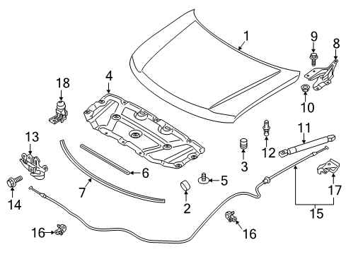 2022 Nissan Armada Anti-Theft Components Bumper-Hood Diagram for 65829-24U00