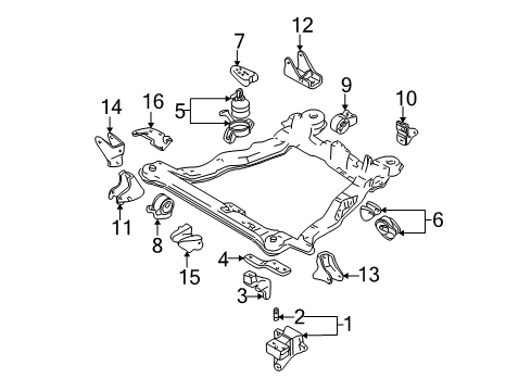 2004 Hyundai Elantra Engine & Trans Mounting Bracket-Roll Support, Front Diagram for 45216-39650