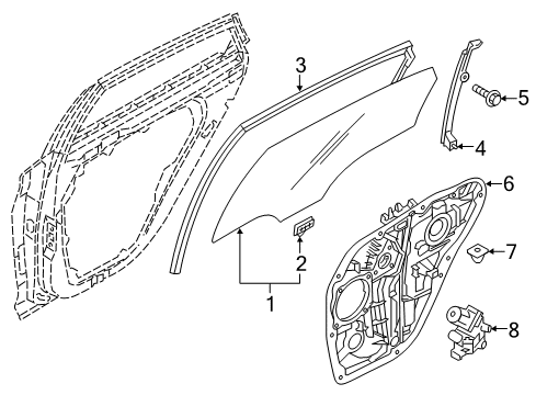 2015 Hyundai Sonata Rear Door - Glass & Hardware Run-Rear Door Window Glass, RH Diagram for 83540-C2000