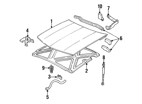 1992 Oldsmobile 88 Hood & Components Latch Asm-Hood Secondary Diagram for 25677940