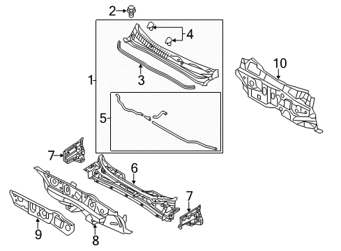 2012 Hyundai Sonata Cowl Insulator-Dash Panel Diagram for 84124-3Q000