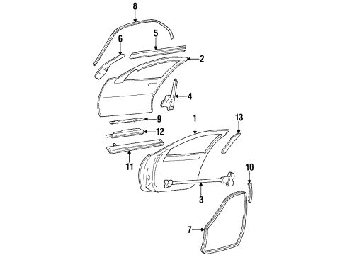 1999 Chevrolet Lumina Front Door & Components, Exterior Trim Sealing Strip Asm-Front Side Door Bottom Auxiliary *Black Diagram for 10167917