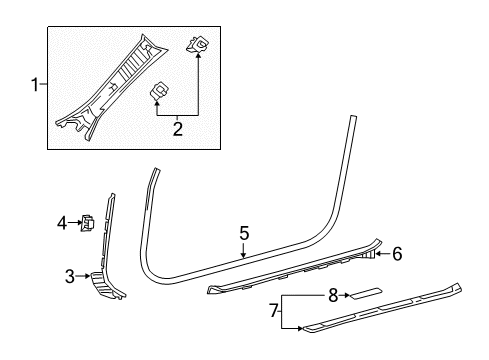 2015 Lexus RC350 Interior Trim - Pillars, Rocker & Floor GARNISH Assembly, Front Pillar Diagram for 62210-24071-B3