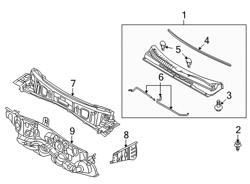 2013 Kia Soul Cowl Panel Complete-Dash Diagram for 643002K360