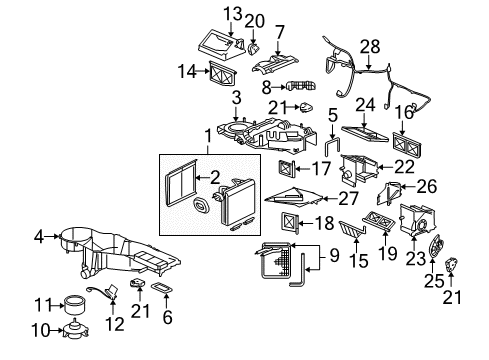 2006 Chevrolet Silverado 1500 A/C Evaporator & Heater Components Valve, Temperature Diagram for 89022567