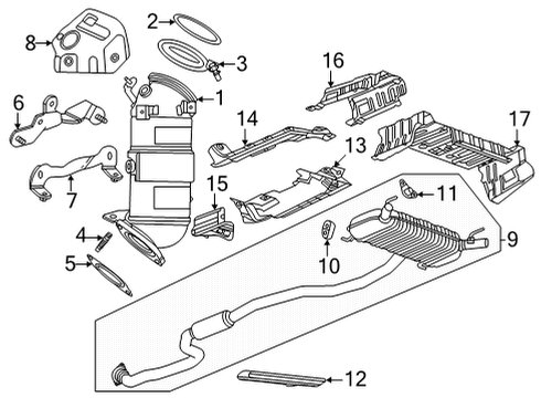 2021 Cadillac CT4 Exhaust Components Converter Lower Brace Diagram for 55494608