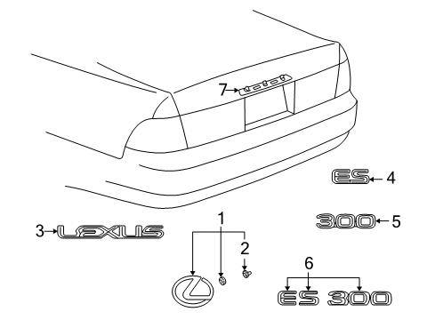 Diagram for 2001 Lexus ES300 Exterior Trim - Trunk Lid 
