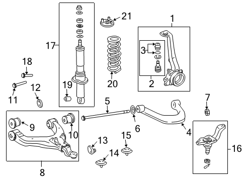 2002 Toyota Tacoma Front Suspension Components, Lower Control Arm, Upper Control Arm, Stabilizer Bar Spring Diagram for 48131-04170