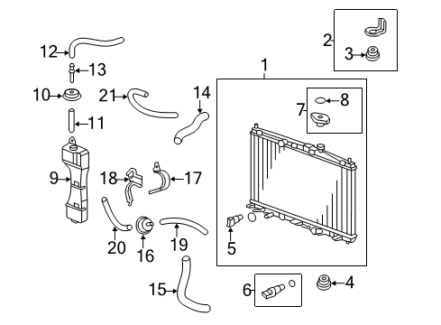 2012 Honda CR-Z Automatic Transmission Bracket, L. Radiator Mounting (Upper) Diagram for 74176-TM8-A00