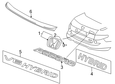 2005 Honda Accord Spoiler, Exterior Trim Spoiler Assembly, Trunk (Taffeta White) Diagram for 71700-SDR-A01ZB