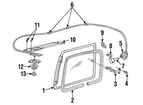 1985 Plymouth Voyager Side Panel - Glass & Hardware Latch-Vent Window Diagram for 4673452