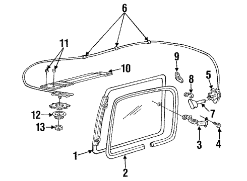 1985 Plymouth Voyager Side Panel - Glass & Hardware Screw-HEXAGON Head Diagram for 6502064
