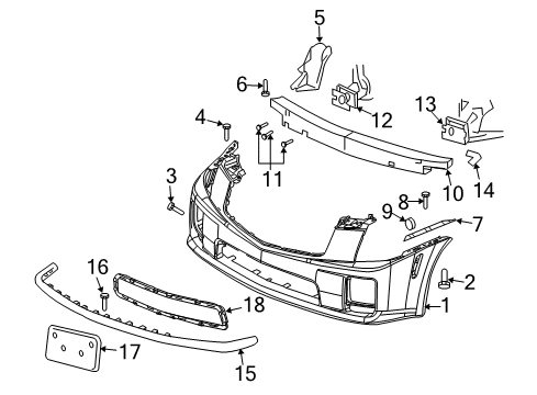 2006 Cadillac CTS Front Bumper Bumper Cover Diagram for 12335777
