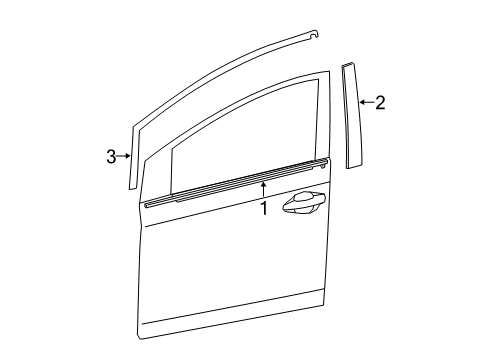 2011 Toyota Prius Exterior Trim - Front Door Belt Molding Diagram for 75720-47021