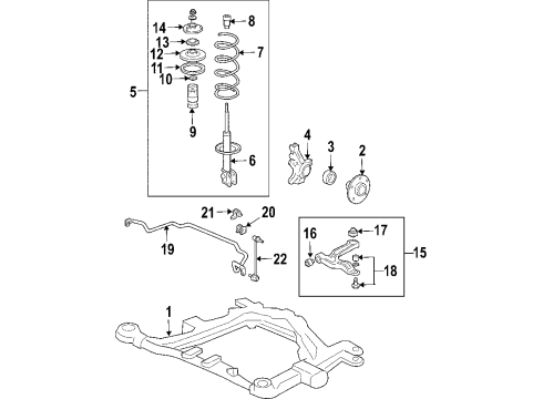 2007 Honda Pilot Front Suspension Components, Lower Control Arm, Stabilizer Bar Bush, Stabilizer Holder (24Dia Diagram for 51306-STX-A12