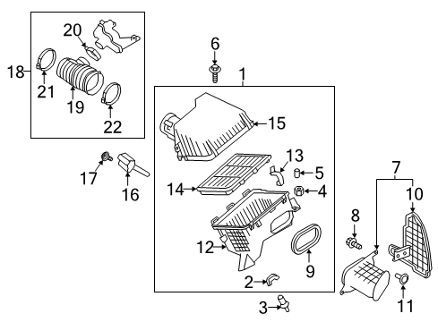 2019 Nissan Titan Air Intake Air Cleaner Cover Diagram for 16526-EZ31A