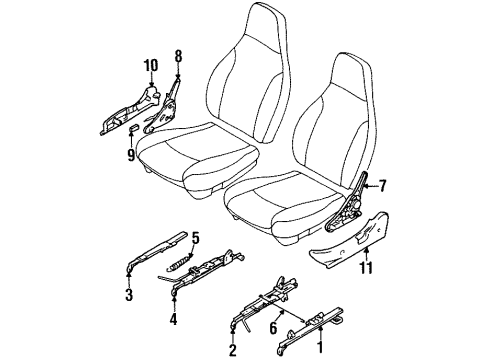 1995 Geo Metro Tracks & Components Cover, Front Seat Adjuster Trim *Dark Gray Diagram for 91171543