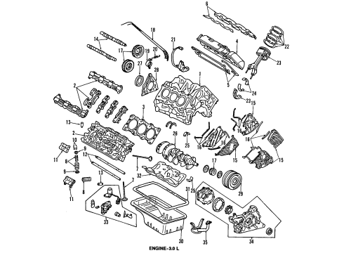 1991 Acura NSX Powertrain Control Plate, Rear Timing Belt Cover Diagram for 11870-PR7-A00