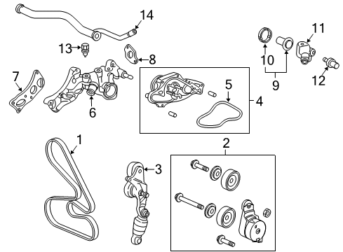 2008 Honda Odyssey Belts & Pulleys Tensioner Assy., Auto Diagram for 31170-RCA-A04