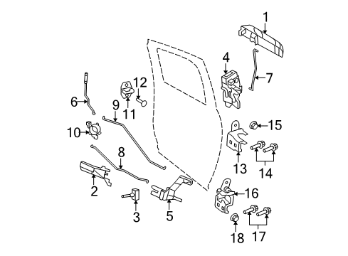 2009 Dodge Ram 1500 Rear Door Rear Door Upper Hinge Diagram for 68058522AA